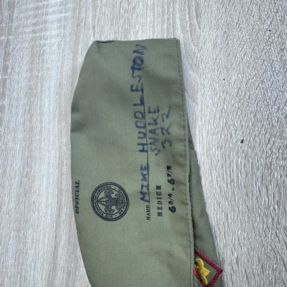 Vintage Boy Scouts BSA Olive Green Garrison Cap Red Piping Medium 6 3/4-6 7/8